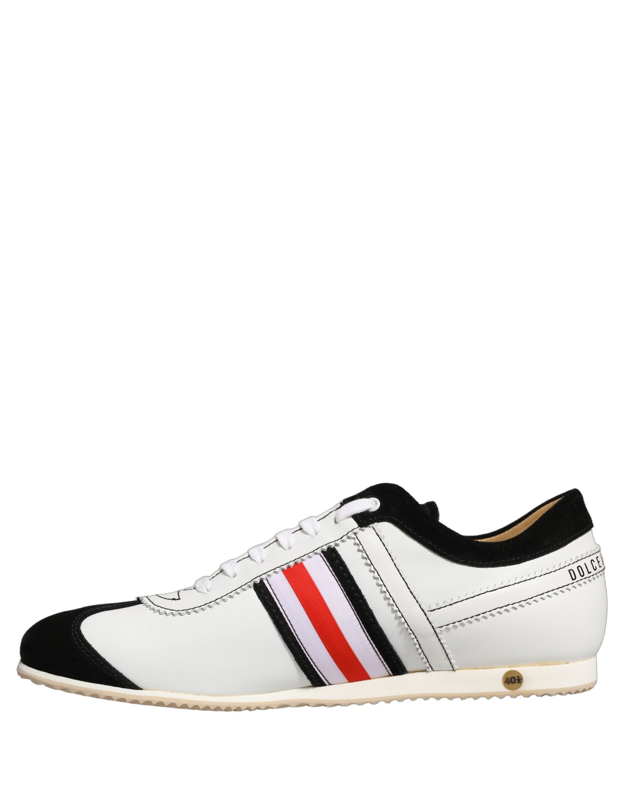 Dolce & Gabbana Black White Leather Suede Low Top Sneakers Shoes