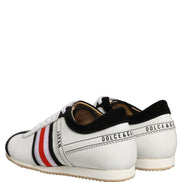 Dolce & Gabbana Black White Leather Suede Low Top Sneakers Shoes