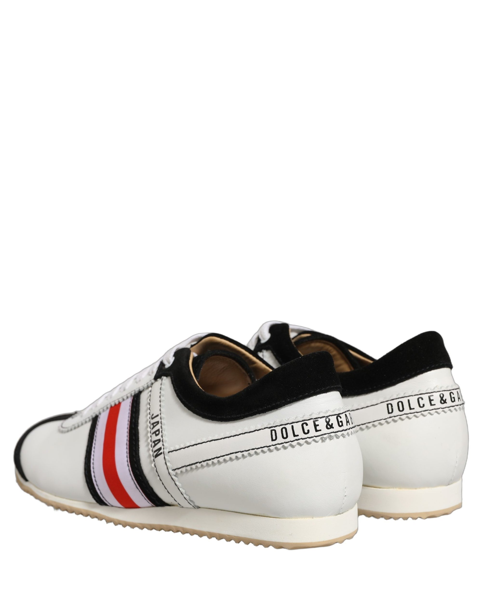Dolce & Gabbana Black White Leather Suede Low Top Sneakers Shoes
