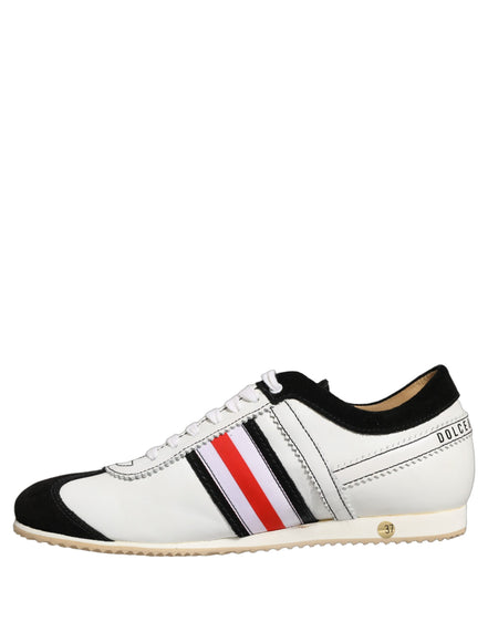 Dolce & Gabbana Black White Leather Suede Low Top Sneakers Shoes