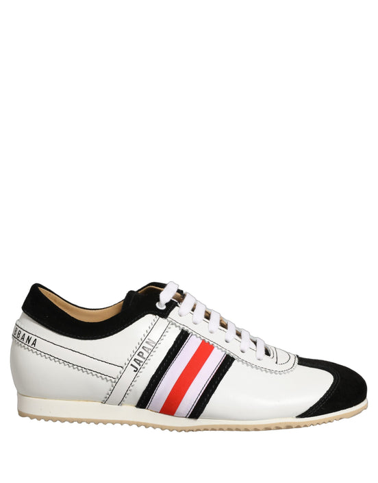 Dolce & Gabbana Black White Leather Suede Low Top Sneakers Shoes