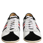 Dolce & Gabbana Black White Leather Suede Low Top Sneakers Shoes