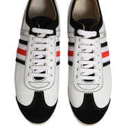 Dolce & Gabbana Black White Leather Suede Low Top Sneakers Shoes