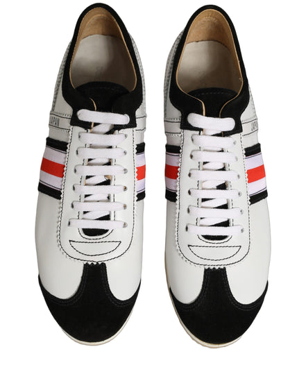 Dolce & Gabbana Black White Leather Suede Low Top Sneakers Shoes