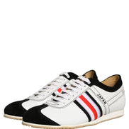 Dolce & Gabbana Black White Leather Suede Low Top Sneakers Shoes