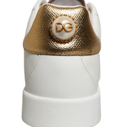 Dolce & Gabbana White Gold Embellished Low Top Sneakers Shoes