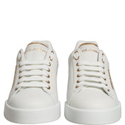 Dolce & Gabbana White Gold Embellished Low Top Sneakers Shoes