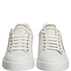 Dolce & Gabbana White Gold Embellished Low Top Sneakers Shoes