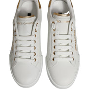 Dolce & Gabbana White Gold Embellished Low Top Sneakers Shoes