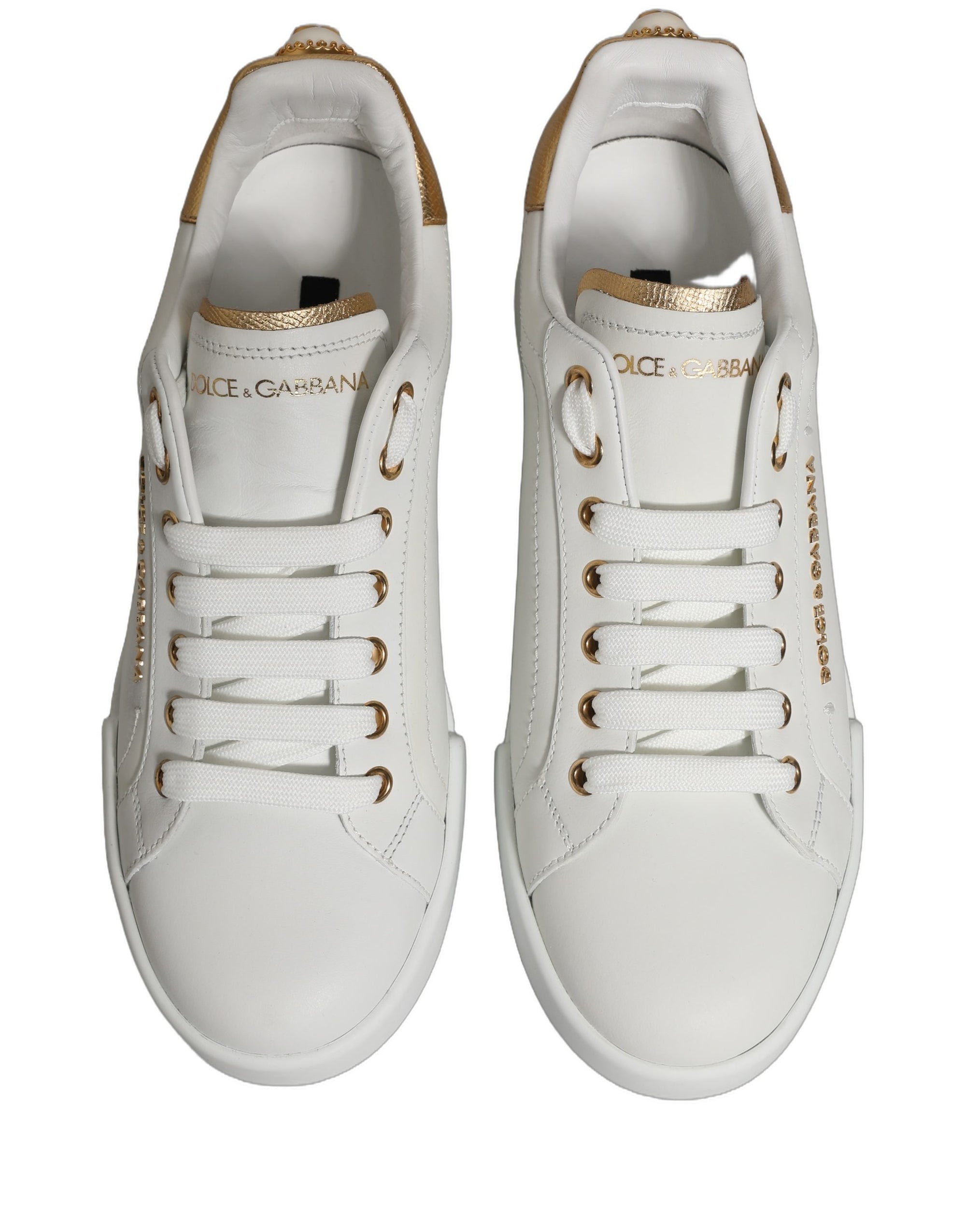 Dolce & Gabbana White Gold Embellished Low Top Sneakers Shoes