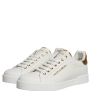 Dolce & Gabbana White Gold Embellished Low Top Sneakers Shoes