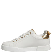 Dolce & Gabbana White Gold Embellished Low Top Sneakers Shoes