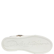 Dolce & Gabbana White Patch Calfskin Nappa Portofino Sneakers Shoes