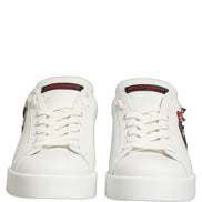 Dolce & Gabbana White Patch Calfskin Nappa Portofino Sneakers Shoes