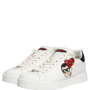 Dolce & Gabbana White Patch Calfskin Nappa Portofino Sneakers Shoes