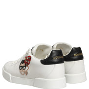 Dolce & Gabbana White Patch Calfskin Nappa Portofino Sneakers Shoes