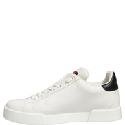 Dolce & Gabbana White Patch Calfskin Nappa Portofino Sneakers Shoes