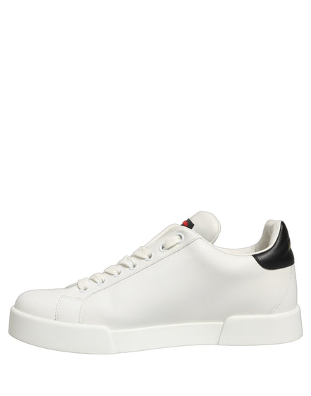 Dolce & Gabbana White Patch Calfskin Nappa Portofino Sneakers Shoes