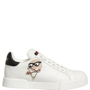 Dolce & Gabbana White Patch Calfskin Nappa Portofino Sneakers Shoes
