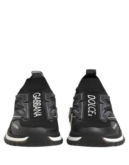 Dolce & Gabbana Black White Sorrento Slip-On Logo Sneakers Shoes
