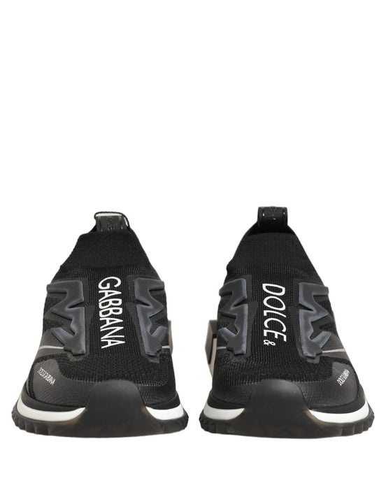 Dolce & Gabbana Μαύρα και Λευκά Sneakers Sorrento Slip-On με Λογότυπο