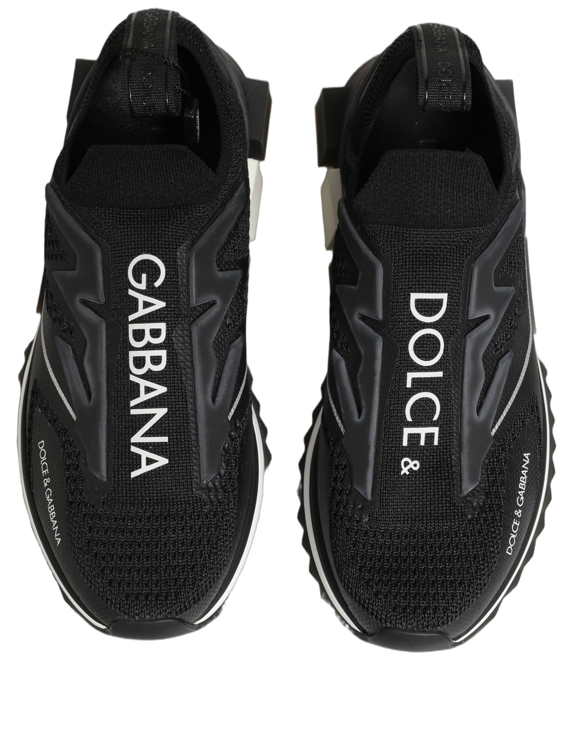 Dolce & Gabbana Black White Sorrento Slip-On Logo Sneakers Shoes