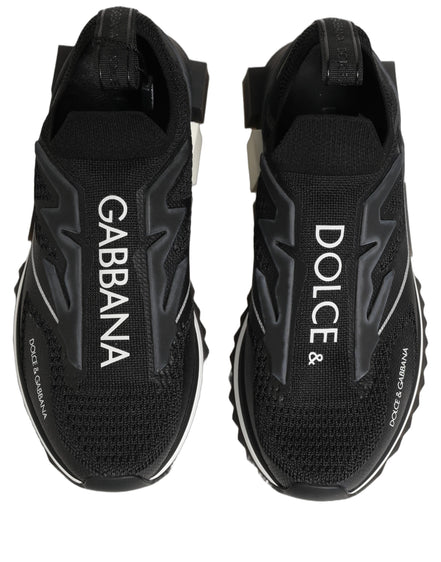 Dolce & Gabbana Black White Sorrento Slip-On Logo Sneakers Shoes