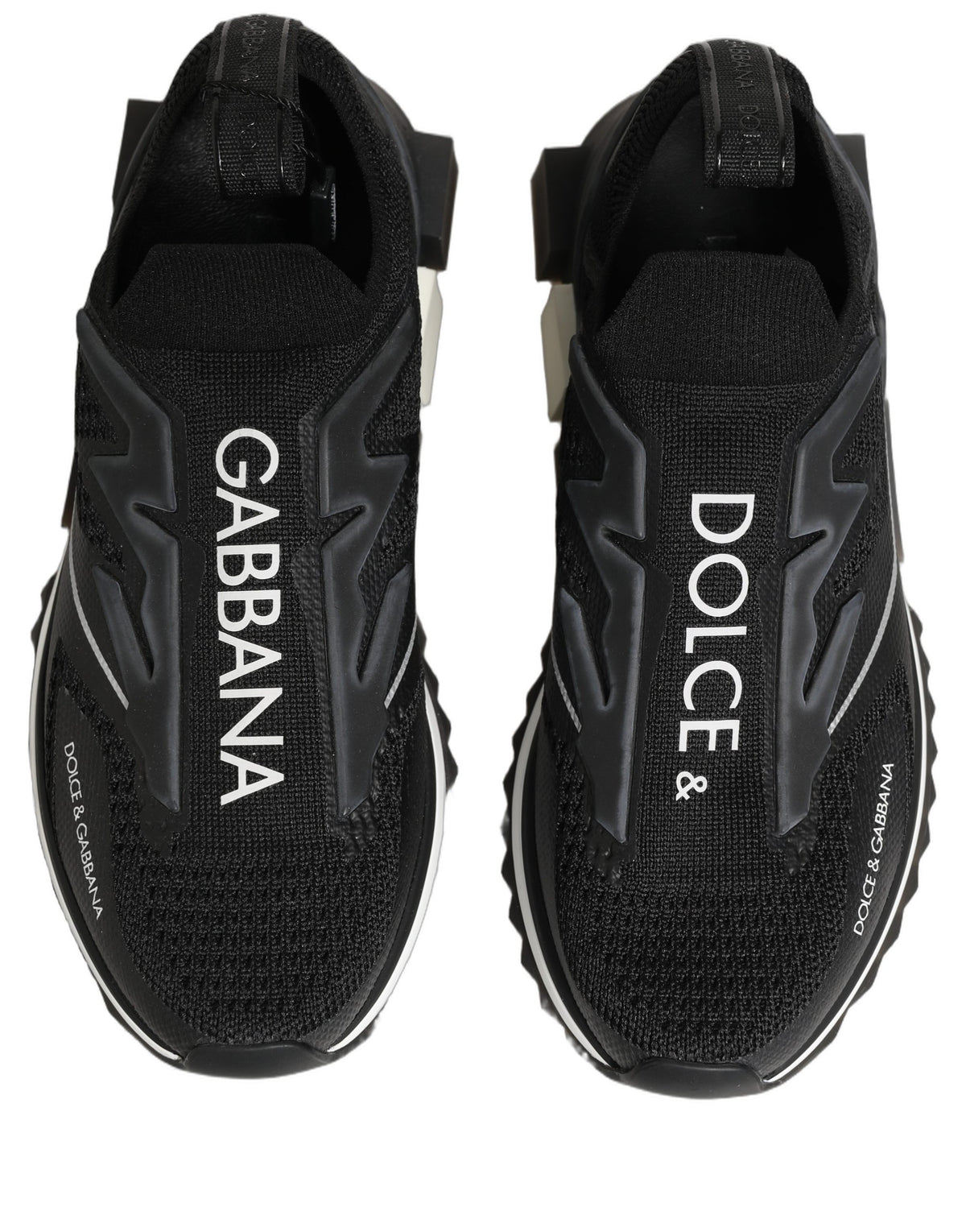 Dolce & Gabbana Μαύρα και Λευκά Sneakers Sorrento Slip-On με Λογότυπο