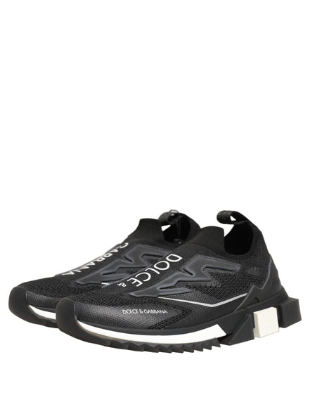 Dolce & Gabbana Black White Sorrento Slip-On Logo Sneakers Shoes