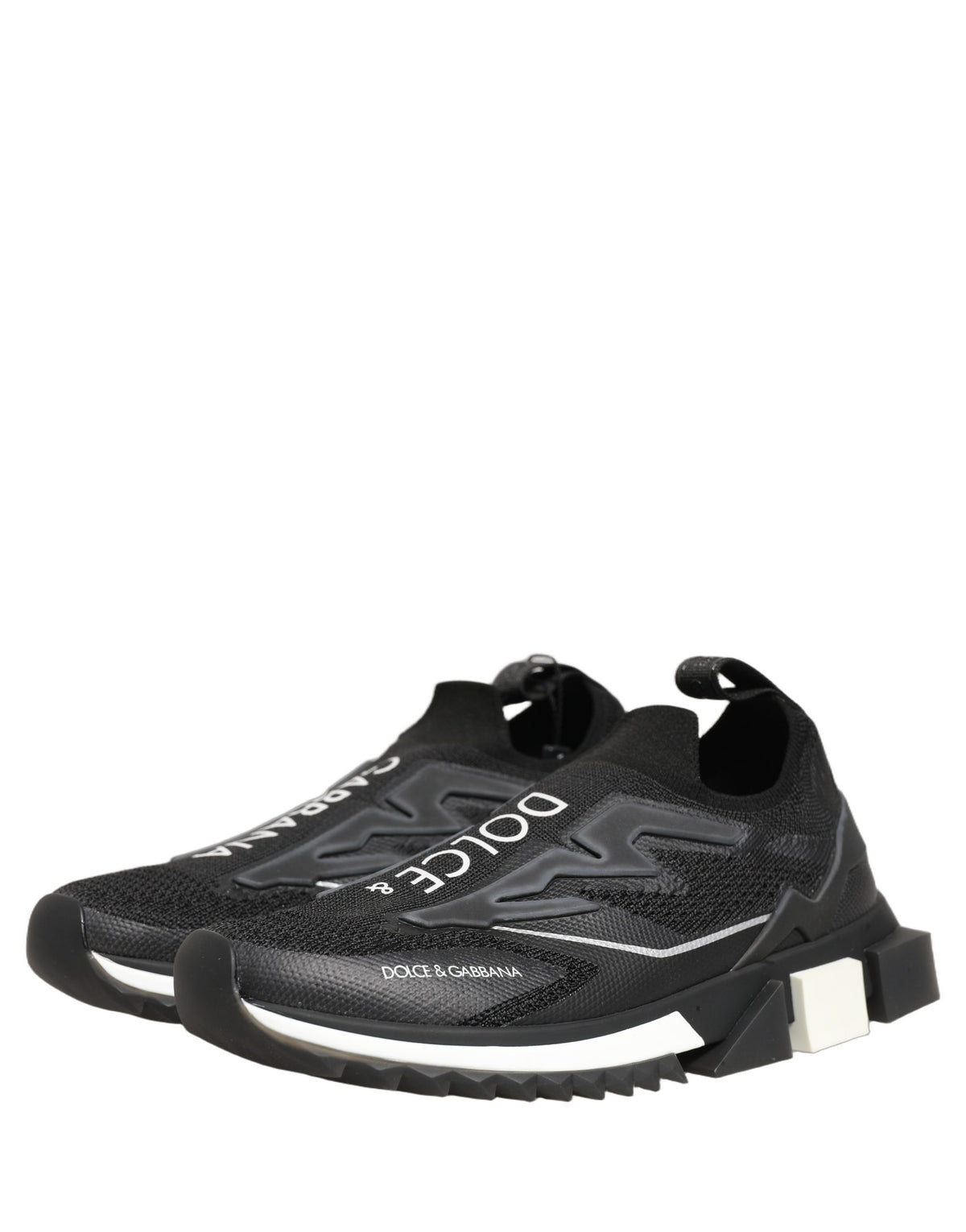 Dolce & Gabbana Μαύρα και Λευκά Sneakers Sorrento Slip-On με Λογότυπο