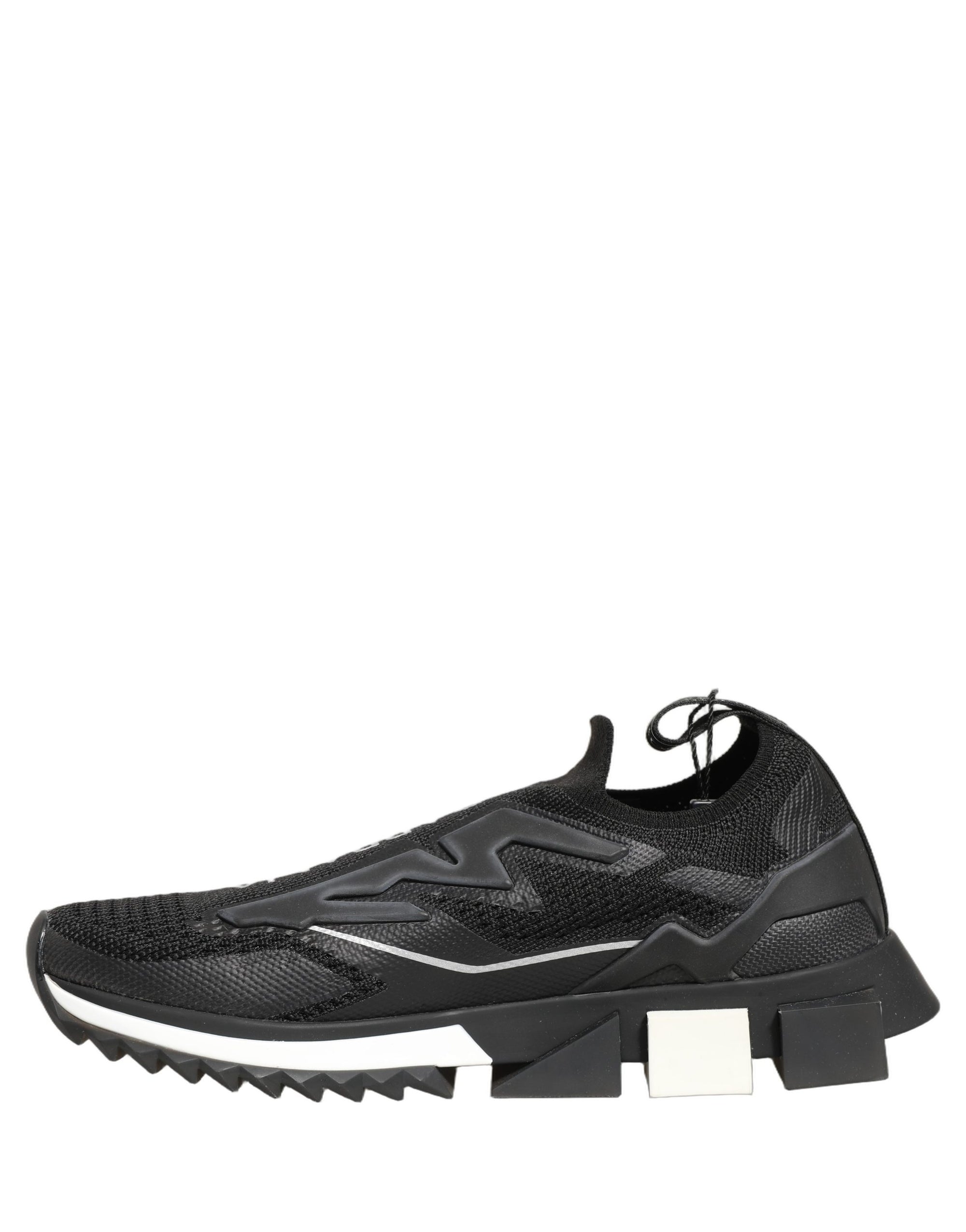 Dolce & Gabbana Black White Sorrento Slip-On Logo Sneakers Shoes