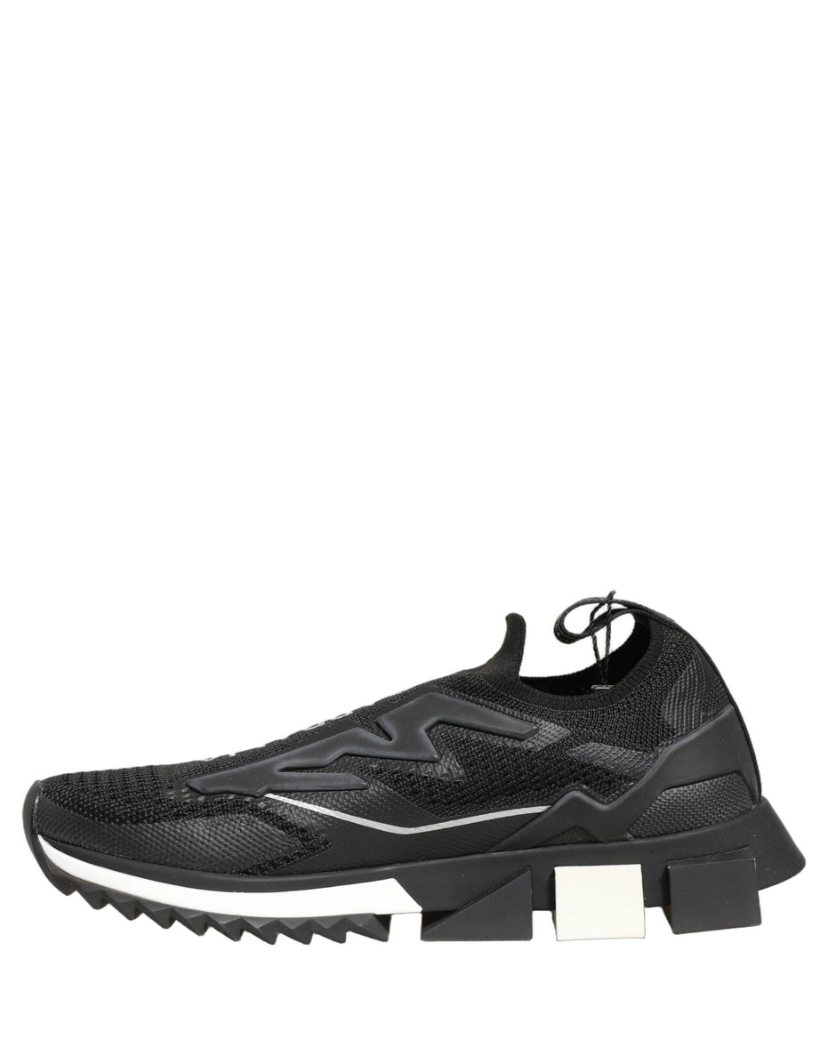 Dolce & Gabbana Black White Sorrento Slip-On Logo Sneakers Shoes