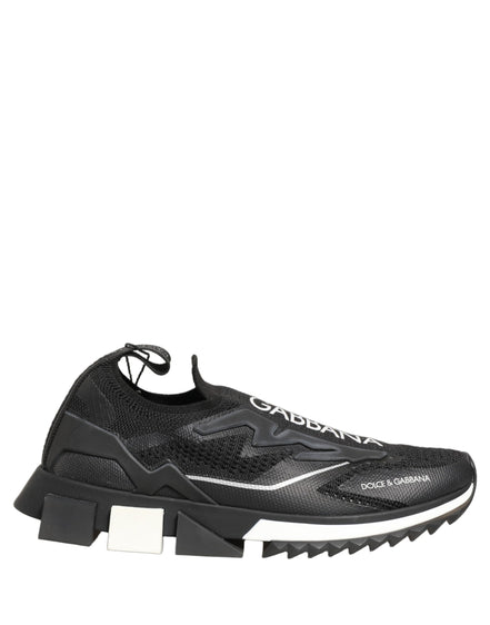 Dolce & Gabbana Black White Sorrento Slip-On Logo Sneakers Shoes