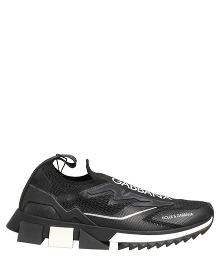 Dolce & Gabbana Black White Sorrento Slip-On Logo Sneakers Shoes