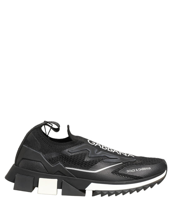 Dolce & Gabbana Black White Sorrento Slip-On Logo Sneakers Shoes