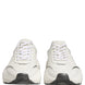 Dolce & Gabbana White Silver Daymaster Leather Low Top Sneakers Shoes
