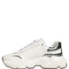 Dolce & Gabbana White Silver Daymaster Leather Low Top Sneakers Shoes