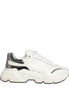 Dolce & Gabbana White Silver Daymaster Leather Low Top Sneakers Shoes