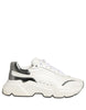 Dolce & Gabbana White Silver Daymaster Leather Low Top Sneakers Shoes