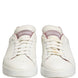 Dolce & Gabbana White Pink Leather Low Top Sneakers Shoes