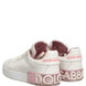 Dolce & Gabbana White Pink Leather Low Top Sneakers Shoes