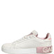 Dolce & Gabbana White Pink Leather Low Top Sneakers Shoes