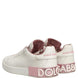 Dolce & Gabbana White Pink Leather Low Top Sneakers Shoes