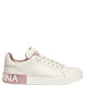 Dolce & Gabbana White Pink Leather Low Top Sneakers Shoes