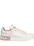Dolce & Gabbana White Pink Leather Low Top Sneakers Shoes
