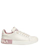 Dolce & Gabbana White Pink Leather Low Top Sneakers Shoes
