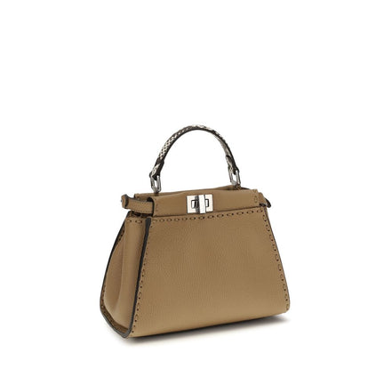 Fendi Μπεζ Τσάντα Χειρός Bos Taurus από Δέρμα Μοσχαριού