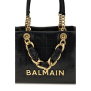 Balmain Μαύρη Τσάντα Ώμου Bos Taurus από Δέρμα Μοσχαριού