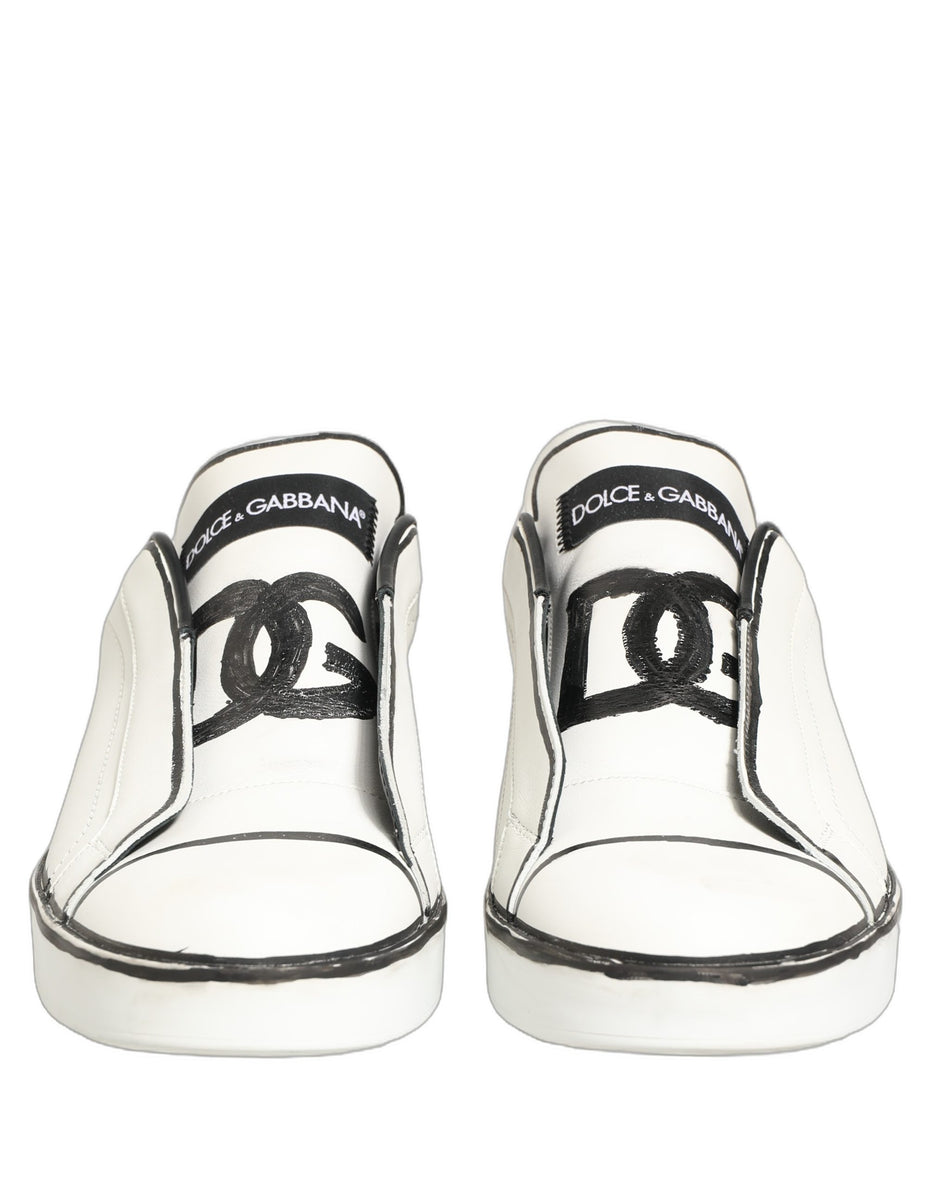 Dolce & Gabbana White Leather Portofino Low Top Sneakers Shoes