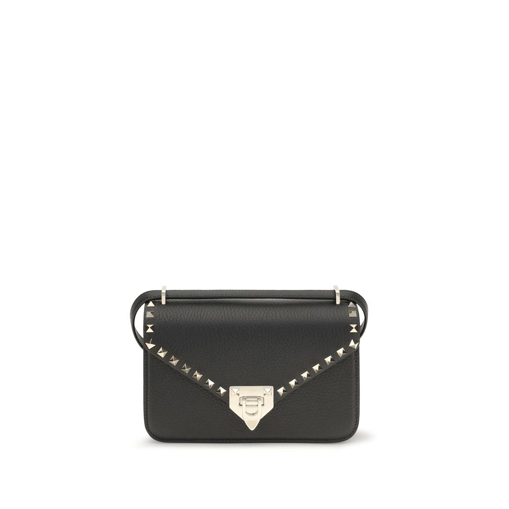 Valentino Garavani Black Calf Leather Bos Taurus Shoulder Bag